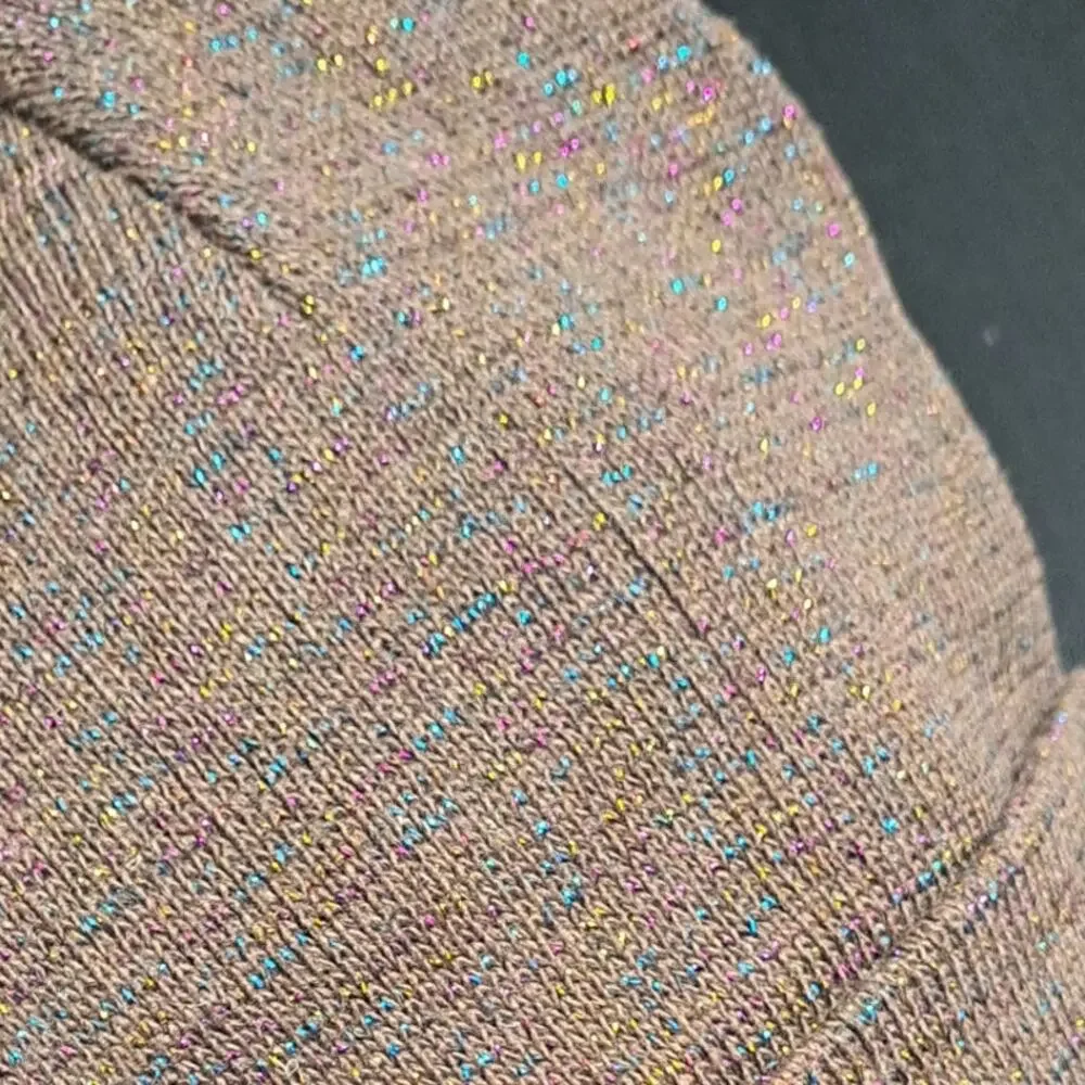 3 Winter Knit Toboggan Beanie Hats Solid Color With Rainbow Sparkle Threads OSFM